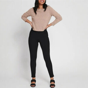 Betabrand Classic Dress Pant Yoga Pant Black Stretch Mid Rise Small Long Tall